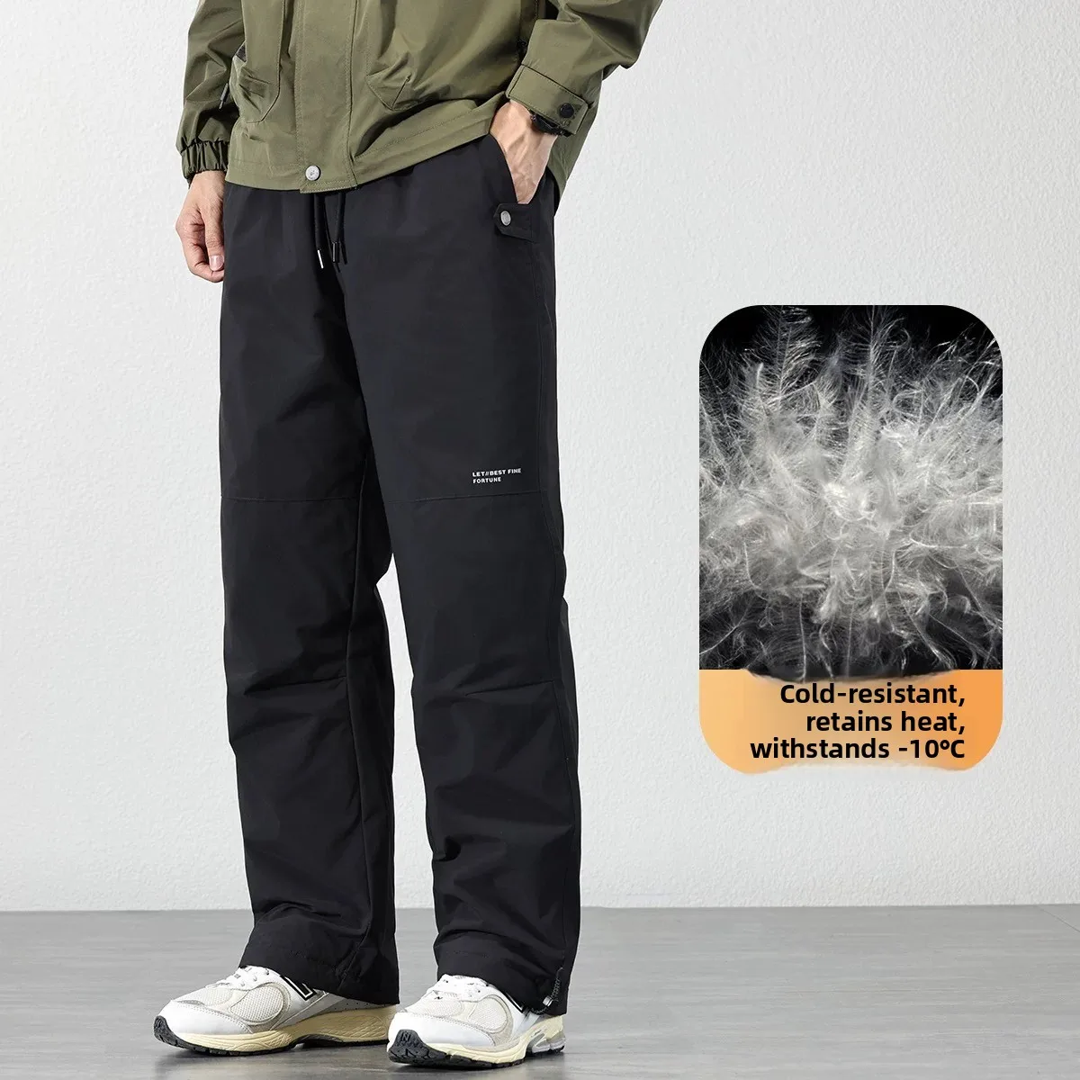 

Men's down Pants Winter New Loose Fit White Du down Thermal Outdoor Climbing Trousers Youth Casual Long Straight Leg Trousers