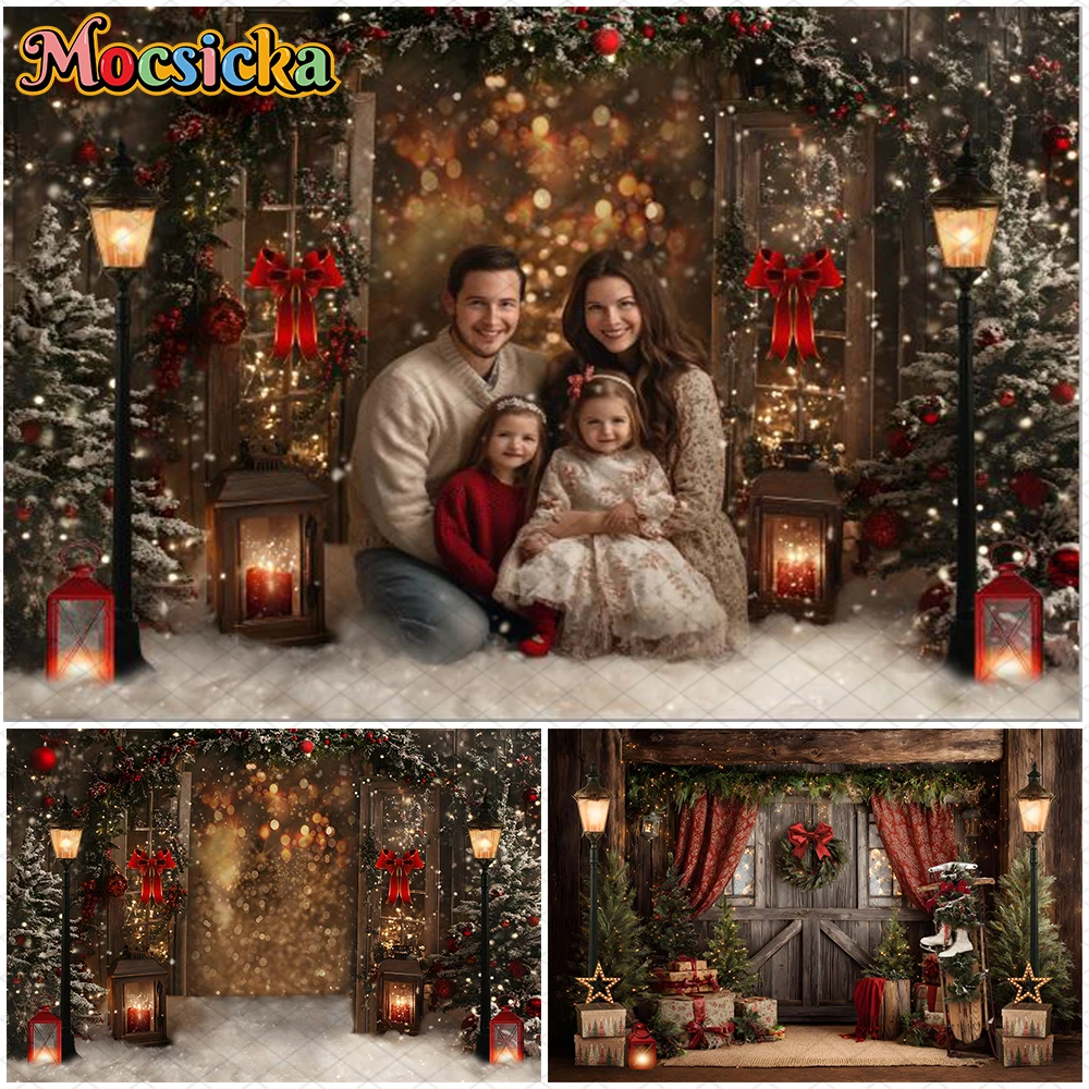

Mocsicka Merry Christmas Photography Background Winter Snowman Tree Decorations New Year Party Family Adult Child Photo Backdrop