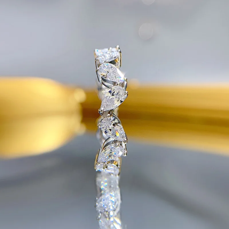 Eternity ring Moissanite Diamond Ring 100% Real 925 Sterling Silver Party Wedding Band Rings for Women Engagement Jewelry