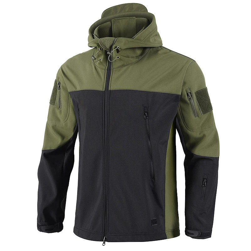 Spring Autumn Men's Soft Shell Tactical Jackets Men Mountain Ski Waterproof Coats Men Windbreaker Warm Zipper Hooded Jackets