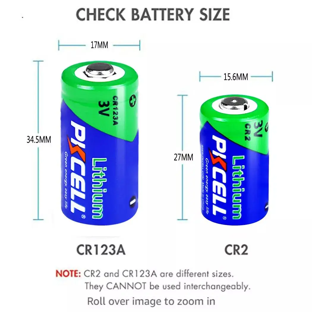 10 قطعة PKCELL CR2 3 فولت بطارية ليثيوم Li-MnO2 صور بطارية ليثيوم 850 مللي أمبير خلايا ليثيوم لمصابيح كاشفة بلمبات LED ، أقفال إلكترونية