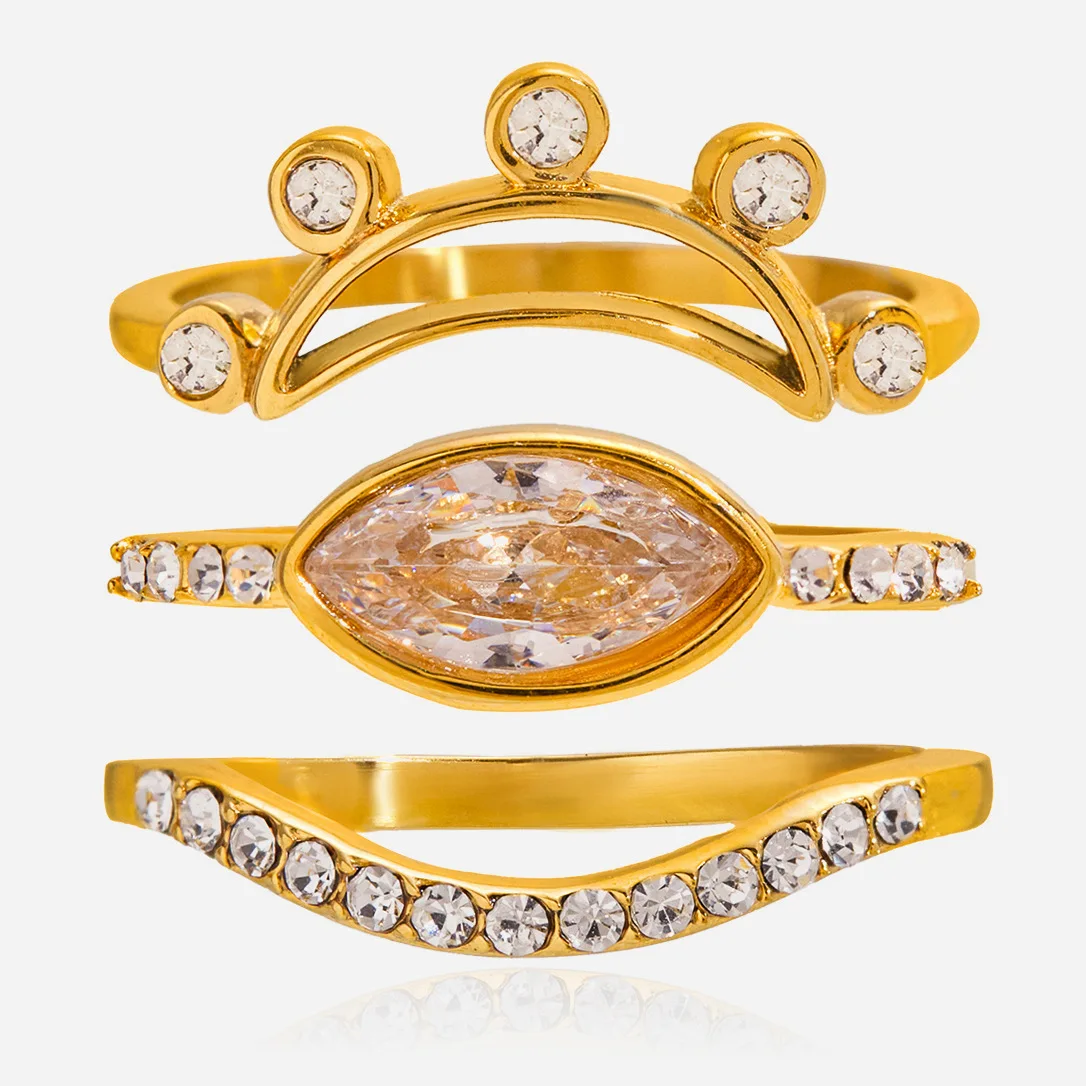 Ars الفولاذ المقاوم للصدأ خواتم رقيقة 18 كيلو خاتم مطلي بالذهب الزركون خواتم داينتي التراص خواتم الحد الأدنى خاتم مجوهرات يومية للنساء