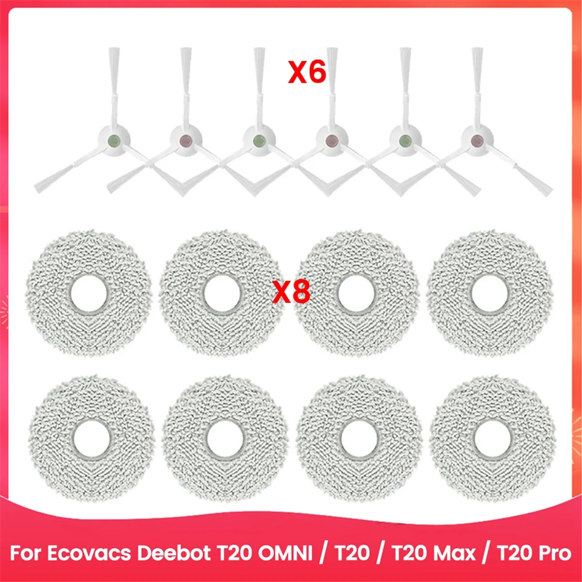 T20 OMNI / T20/T20 Max/T20 Pro 진공 청소기 부품 교체 용 FZFZ 14PCS 세척 가능 사이드 브러시 걸레 천