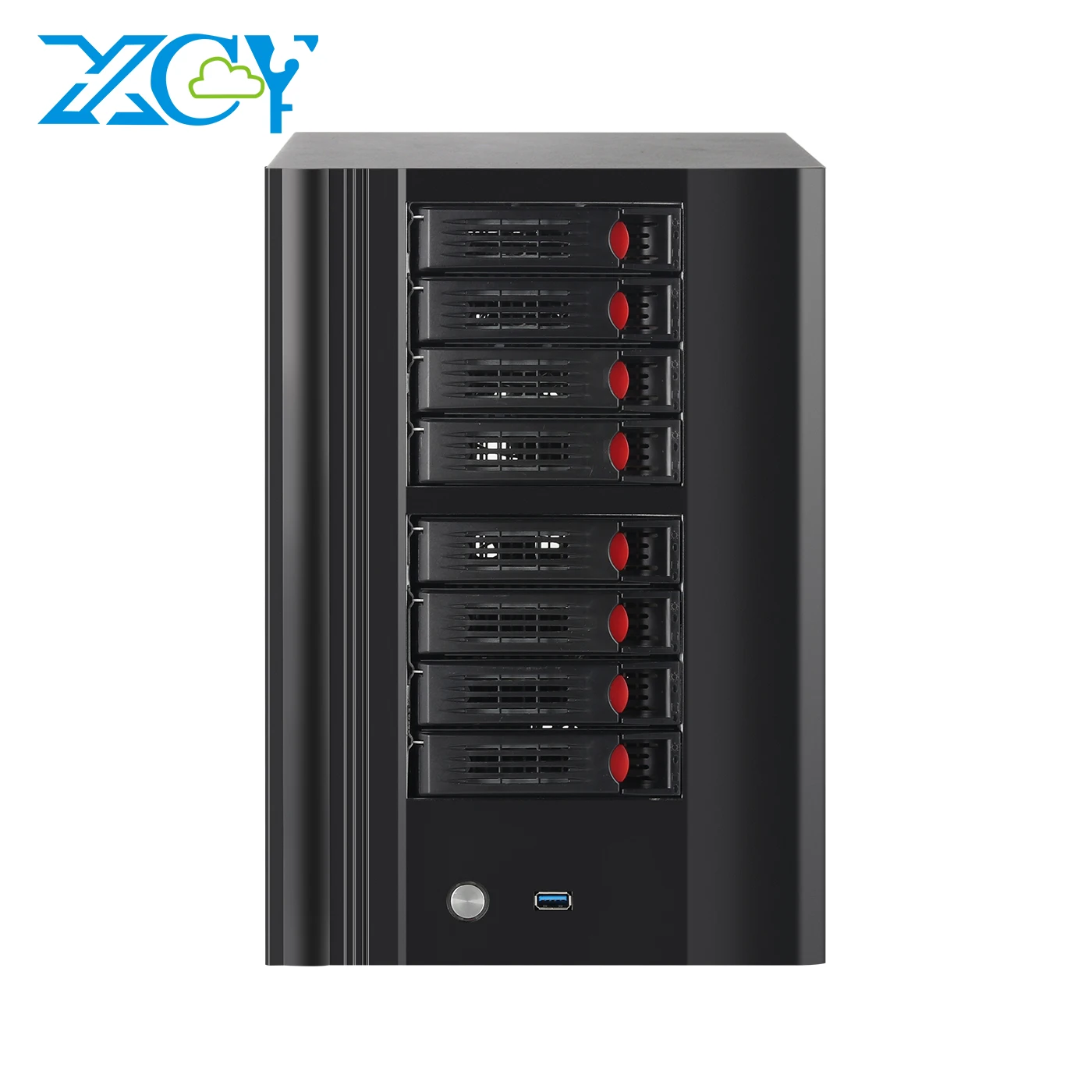 

XCY X108 NAS PC 8-Bay 2.5/3.5 inch SATA HDDs Intel N150 DDR5 2xM.2 SSD 2.5G/10G Ethernet Type-C Windows11 Linux RAID TF Slot