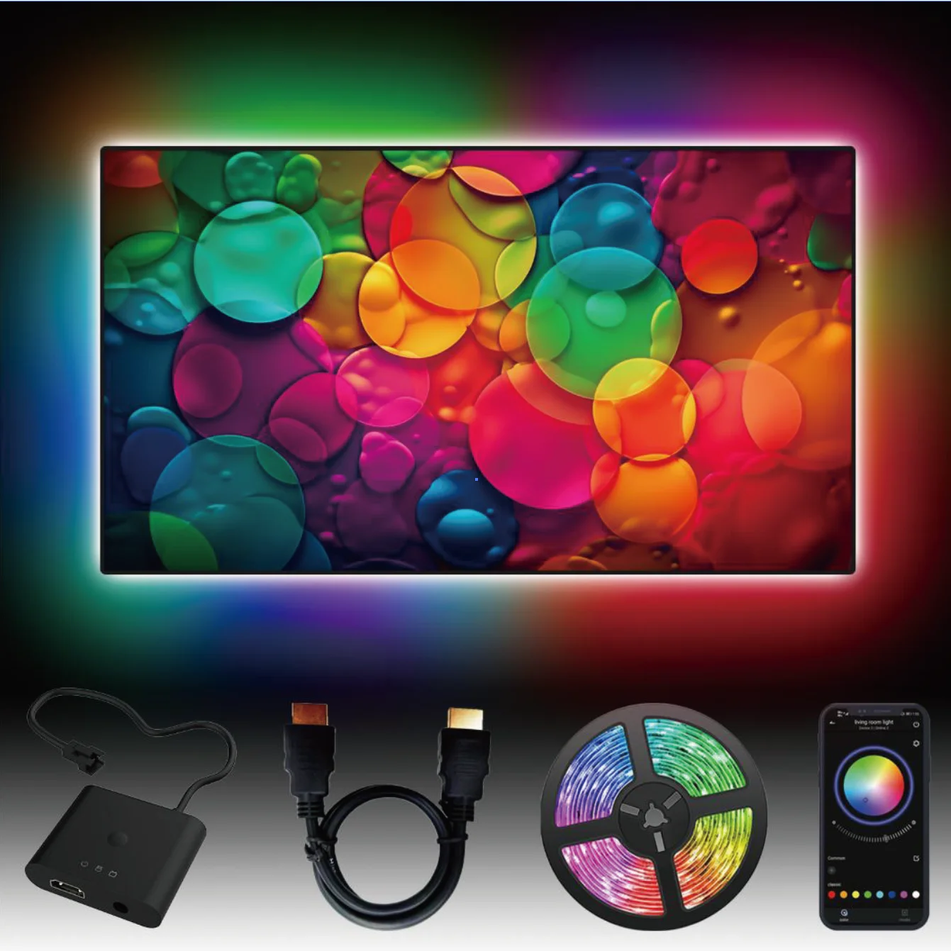 Smart Ambient Tv Led Backlight Voor 4K Hdmi Apparaat Sync Doos Led Strip Verlichting Kit Wifi Voice Google Assistent Controle