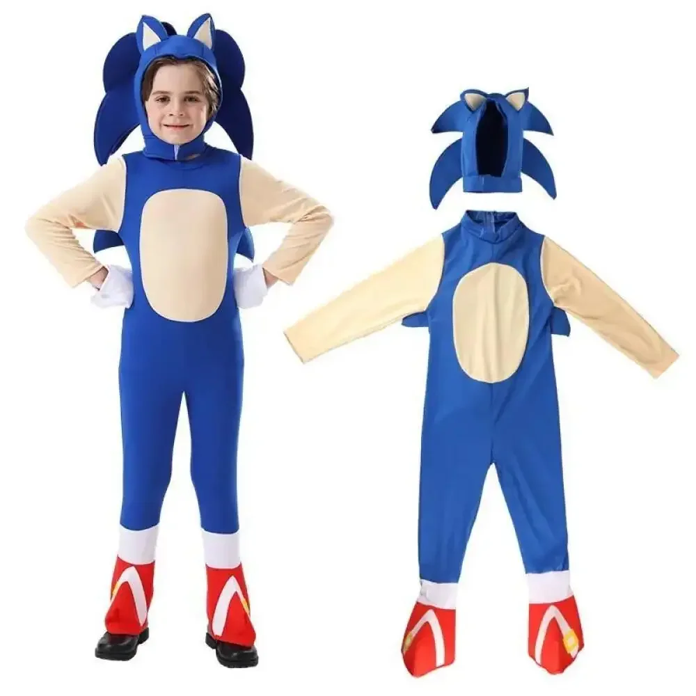 Anime Sonic Kostüm Junge Cartoon Overall Body Cosplay Disguise Igel Cosplay Kostüm Anime Jungen Mädchen Weiße Handschuhe Hallow