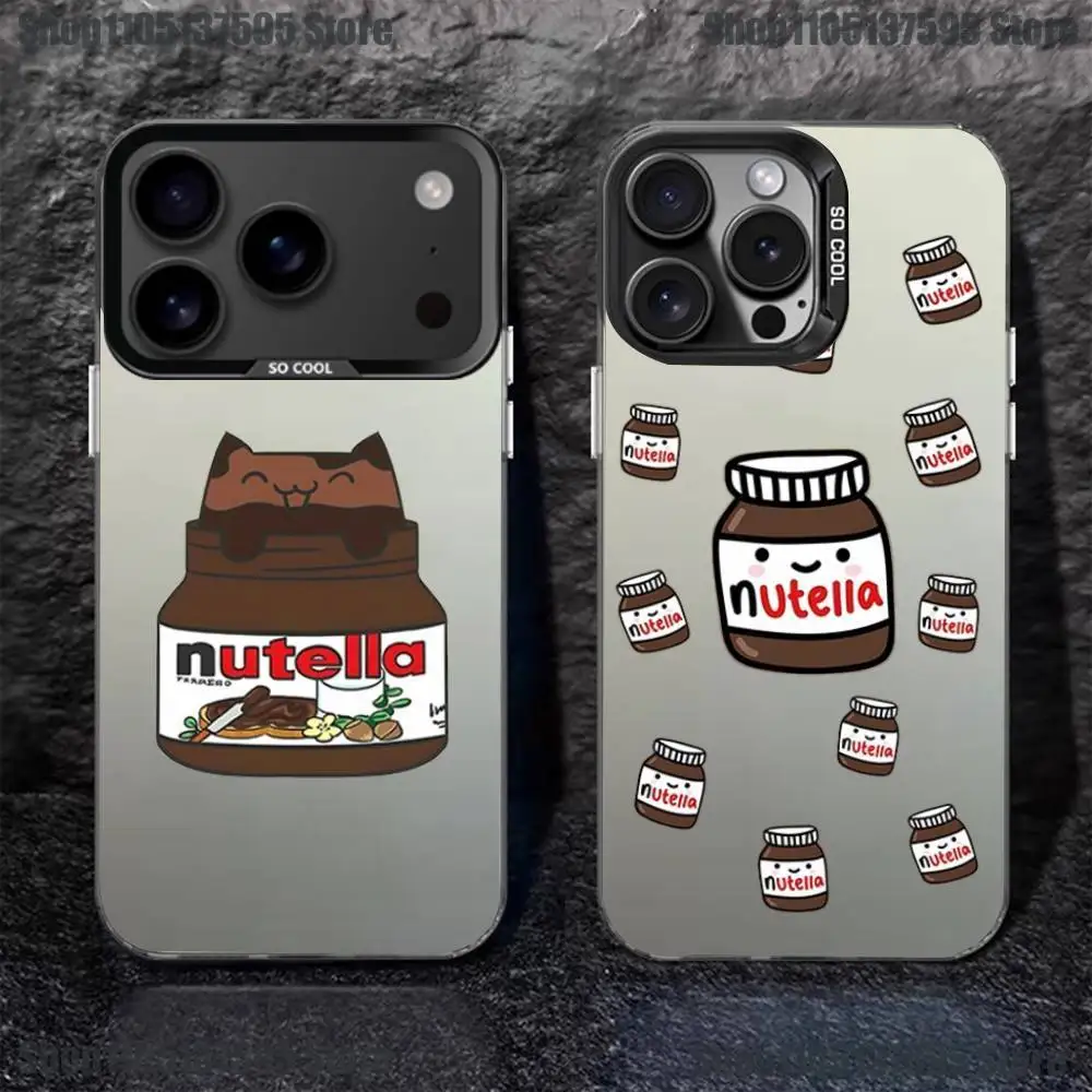 

N-Nutella Choco Phone Case For iPhone 16,15,14,13,12,11,Pro,XS,Max,Plus,Mini,SE4,E Black Matte Shockproof Cover