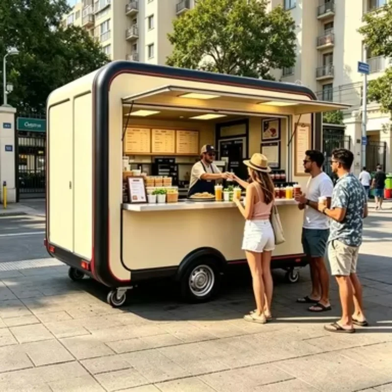 Catering Trailer Fully Equipped Fast Food USA Mobile Food Truck with Stainless Steel Rust Resistant Pizza Hot Dog Kebab Kitchen