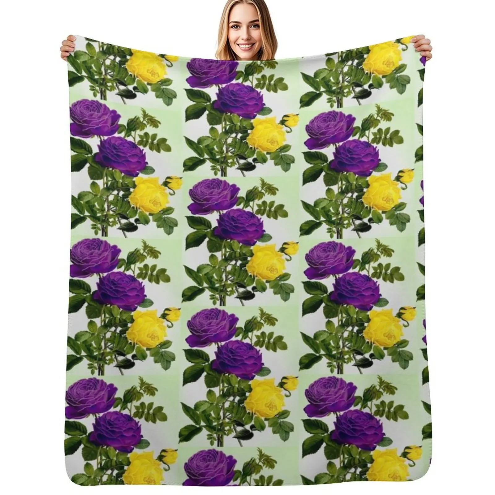 Manta Decorativa con Rosas de Primavera de Abril, Diseño de Lujo, Regalo Divertido, Mantas Cálidas de Franela para Sofá