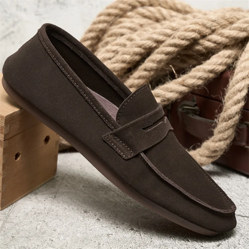 

Genuine Leather Men Footwear Slip on Office Man Formal Shoes Wedding Party Men Dress Shoes Breath Driving Lazy Loafers Moccasins