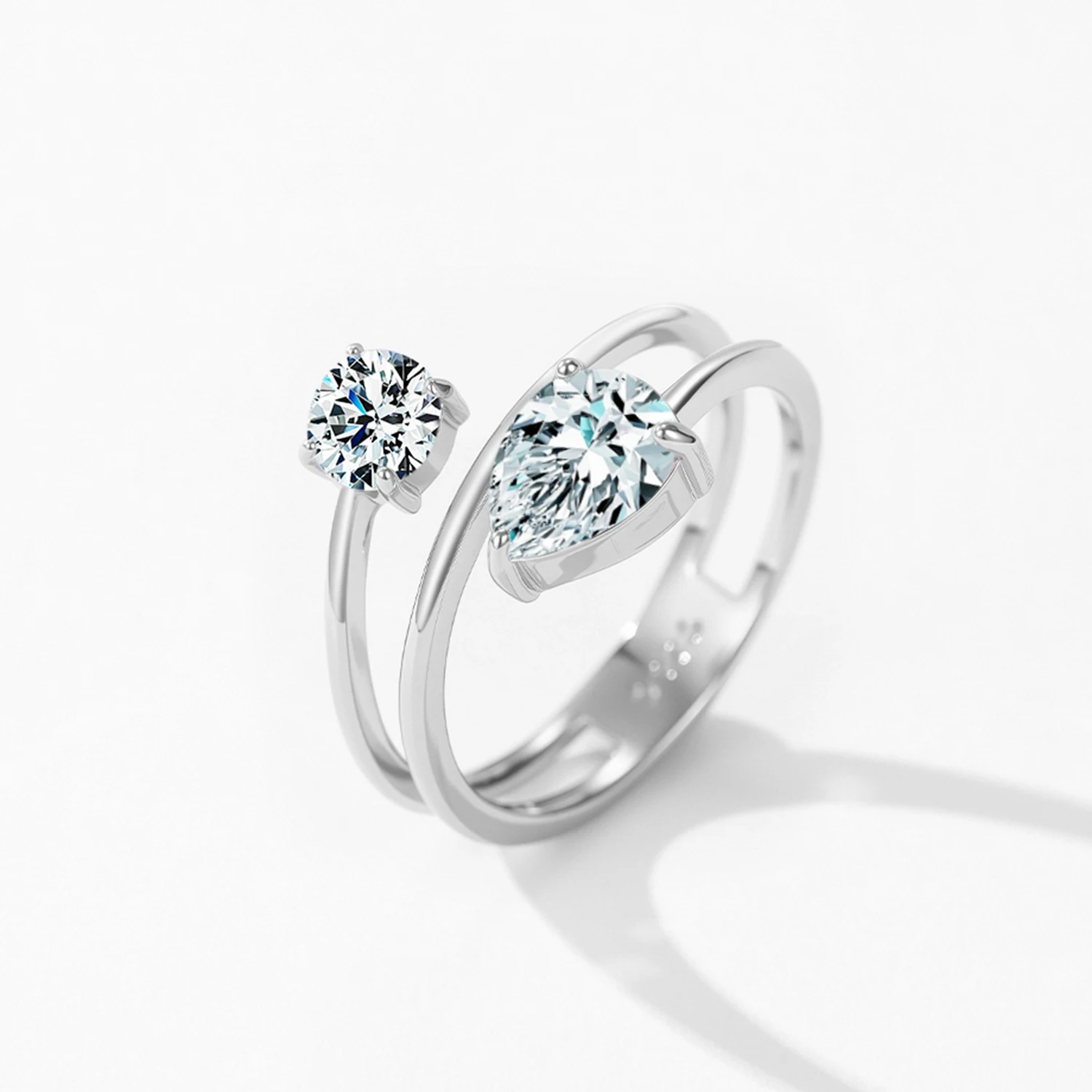 

925 Sterling Silver Round Water Drop Interweaving Zircon Rings For Women Wedding Engagement Jewelry