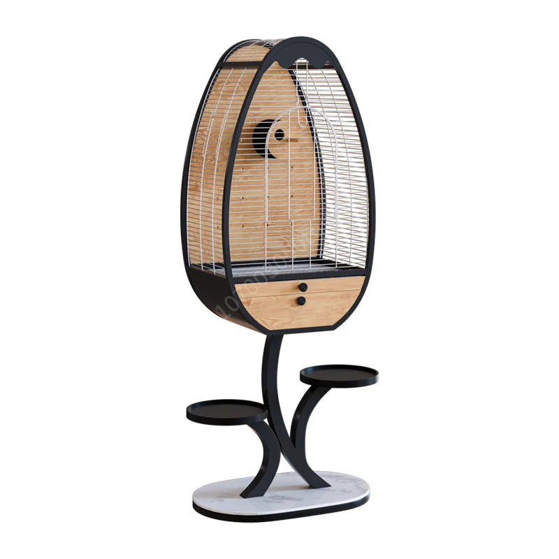 Stainless Steel Parrot Bird Cage Solid Wood High-end Parrot Cage Monk Xuanfeng Bird Villa Large Ornamental Bird Cage