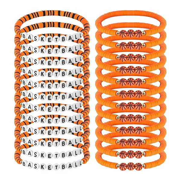 Hot Selling Sports Ball Bracelet Bohemian Color Elastic Soft Pottery Stacked Bracelet Baseball Jewelry