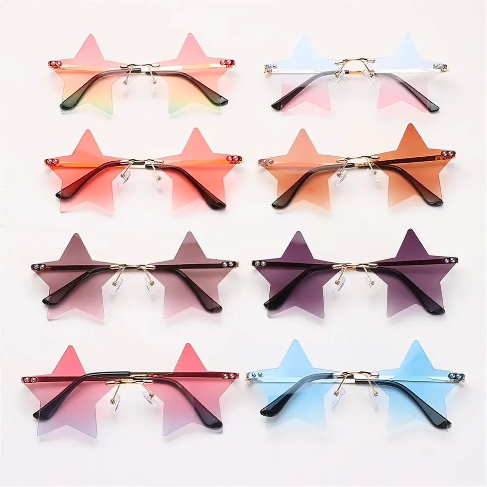 

Rimless Star Shaped Sunglasses for Women & Men Fun Pentagram Sun Glasses Trendy Party Street Snap Eyewear UV400 Glasses