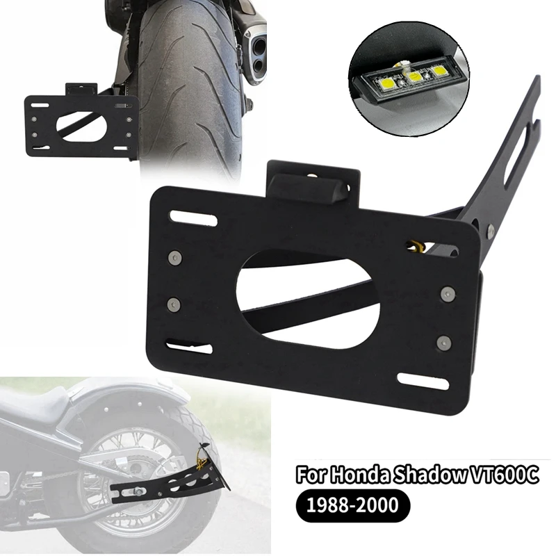 Soporte para matrícula lateral para motocicleta Honda Shadow VT 600 C 1988-2000, eliminador de guardabarros lateral, soporte para matrícula de montaje lateral