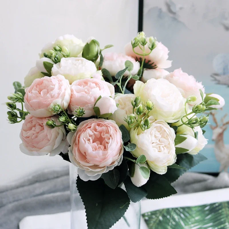 2025 Beautiful Rose Peony Artificial Silk Flowers Small bouquet flores Home Party Spring Wedding Decoration  Fake Flower