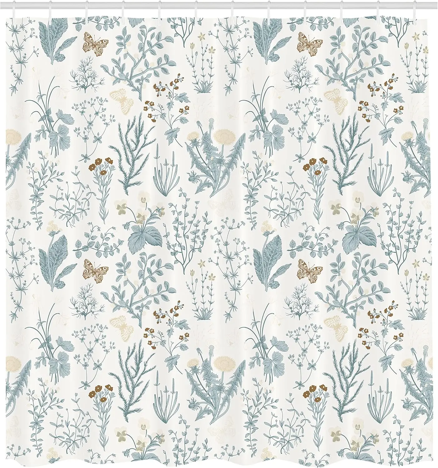 

Цветочная занавеска для душа, винтажные садовые растения, травы, цветы, ботанический классический дизайн, иллюстрация, тканевая ванная комната