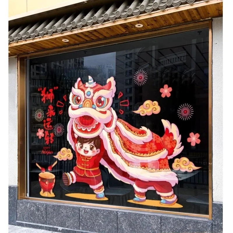 Chinese New Year Window Cling Stickers 2025 Spring Festival Decorations Happy New Year Window Decals Double-Sided Ornament