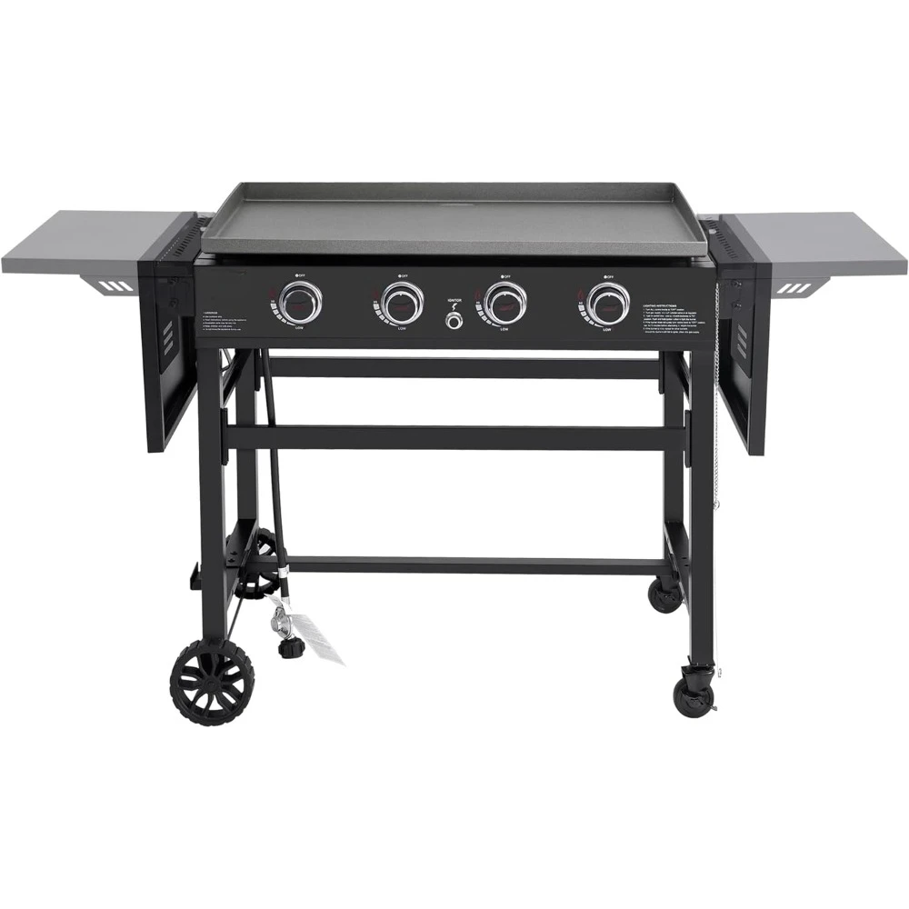 

4-Burner Flat Top Gas Griddle, 35-Inch Outdoor Propane BBQ Grill, 52,000 BTU Cooking Power,for Barbecue Grilling Cooking, Black