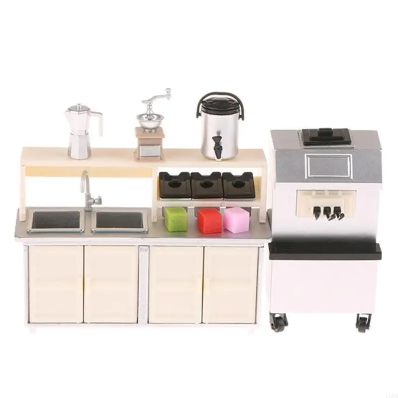 

Interactive 1/12 Miniature Cafe Shop Scene Set With Simulation Display Accesory L8RB