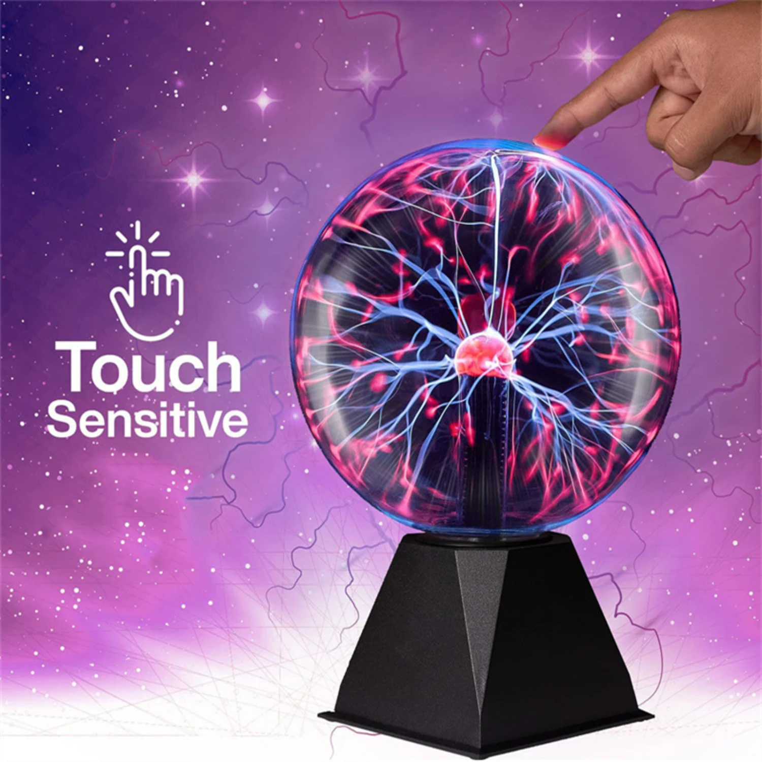 Mágico Touch Glass Plasma Ball Lamp, 3 Polegada, LED, perfeito para o tamanho de uma atmosfera acolhedora, decorativa, festa de Natal, novo