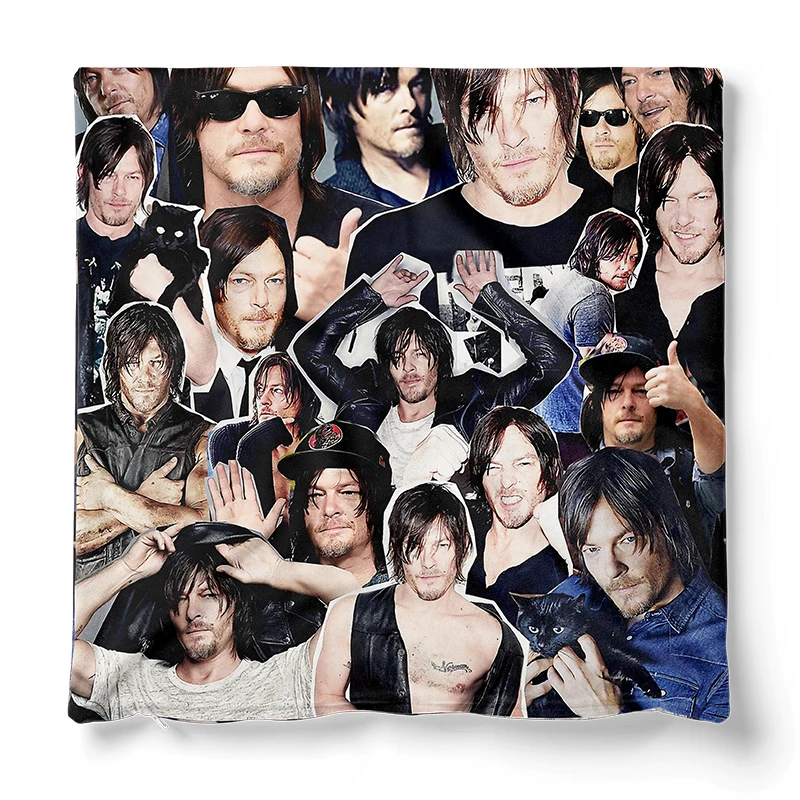 Gaslight Gatekeep Girlboss Norman Reedus Collage  Throw Pillow Covers Cushion Cases Pillowcases  45cm x 45cm