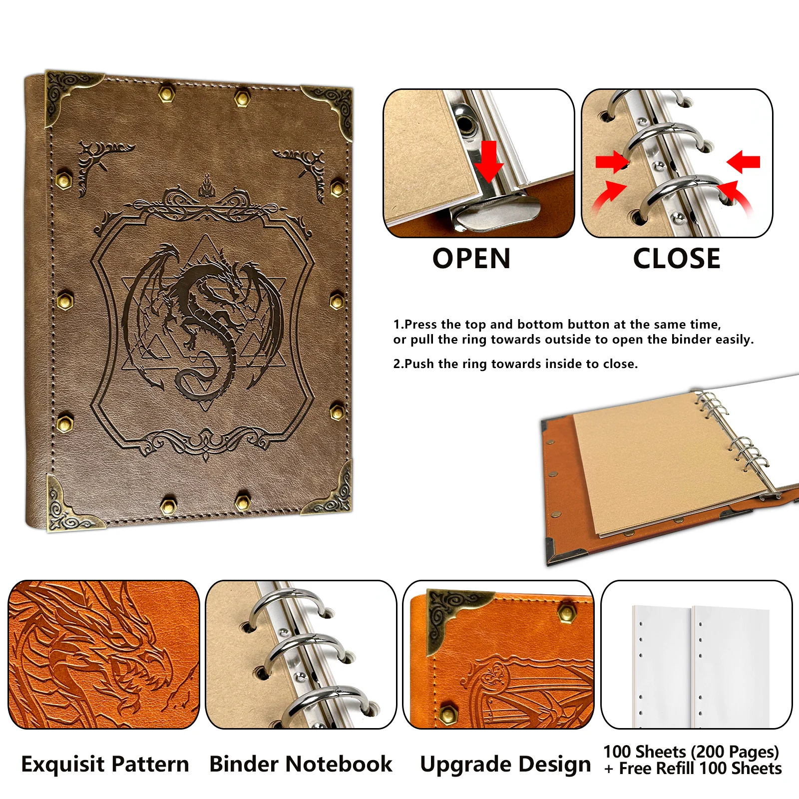 DND Dragon Journal A5 Notebook,Unique 400 Page for Dungeons and Dragons/D&D, Great RPG Accessories Nerdy Gifts