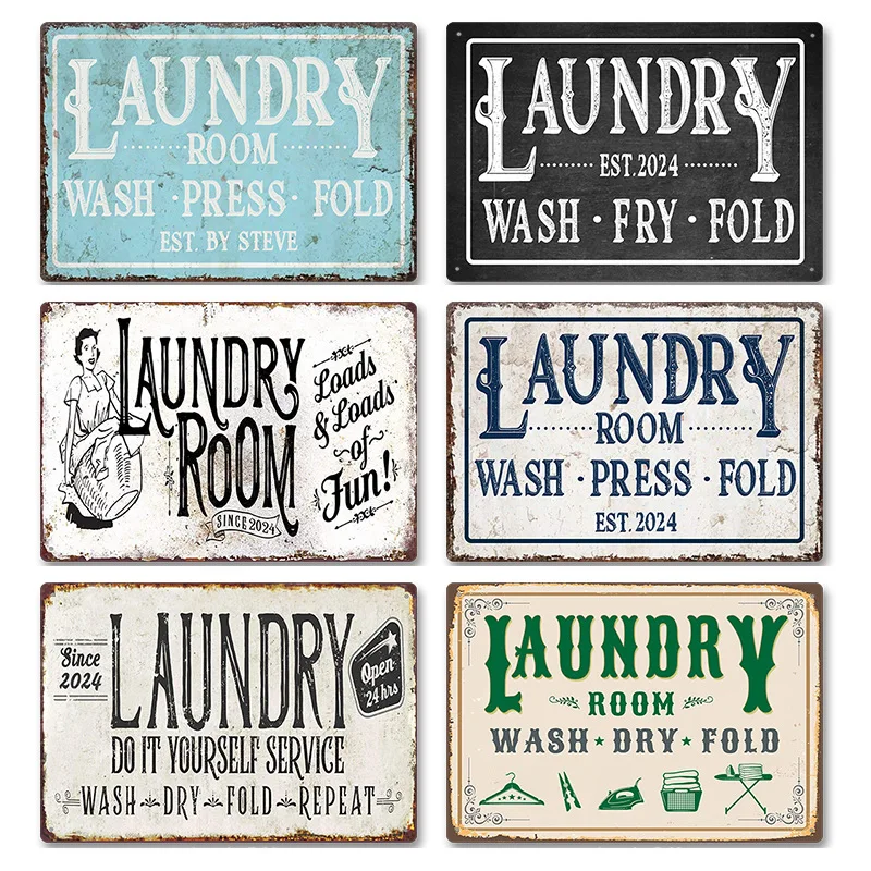 

Laundry Room Home Wall Decoration Painting Laundry Room Laundry Cross Border Monopoly Decoration Iron Sheet Painting