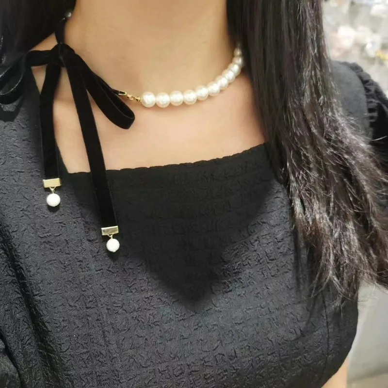 Imitation Pearl Women's Necklace Sweet Romantic Luxurious Adjustable Velvet Strap Wedding Collar For Women Fashion Jewelry 2023