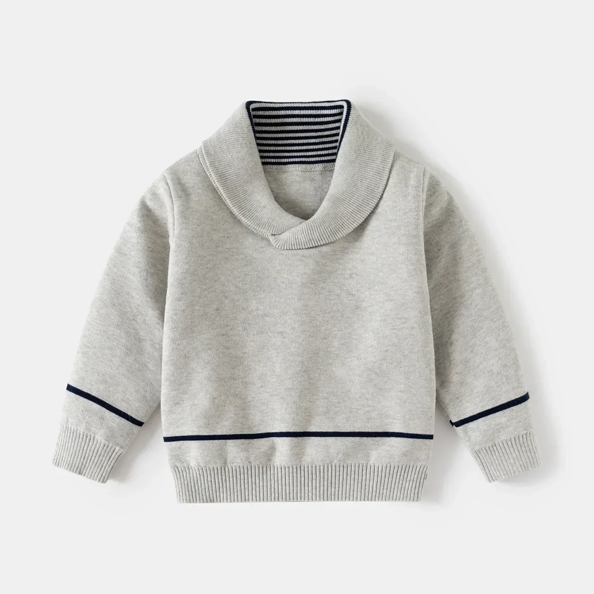 Autumn Winter Kids Sweater 2-10Y Boys Sailor Collar Knitwear Children Long Sleeve Knit Top Warm Outerwear