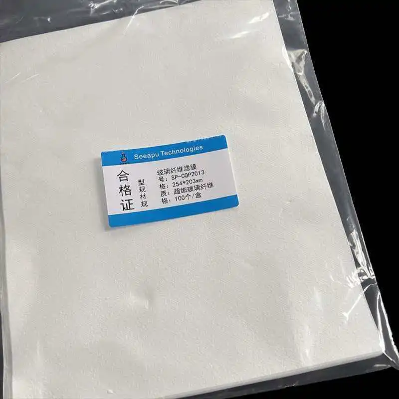 

Квадратный ультратонкий фильтр из стекловолокна, мембрана/фильтровальная бумага, квадратный 200 мм * 250 мм, неклейкий фильтр для измерения пыли TSP с высоким расходом