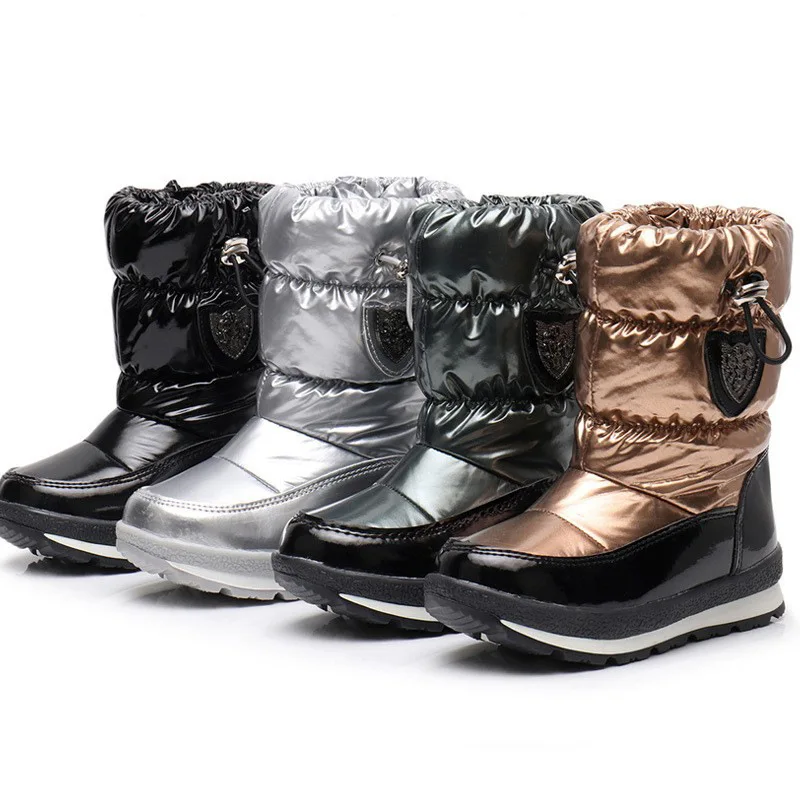 Kids Parent Child Snow Boots Winter Mid Calf Wool Lined Thick Warm Plus Size Waterproof