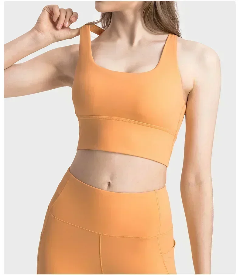 Lemon Energy-Soutien-gorge Longline Criss Cross Back, dehors Fitness, Y-Sweat-Wicking, Soutien moyen, Entraînement, Yoga, Coussin de poitrine intégré