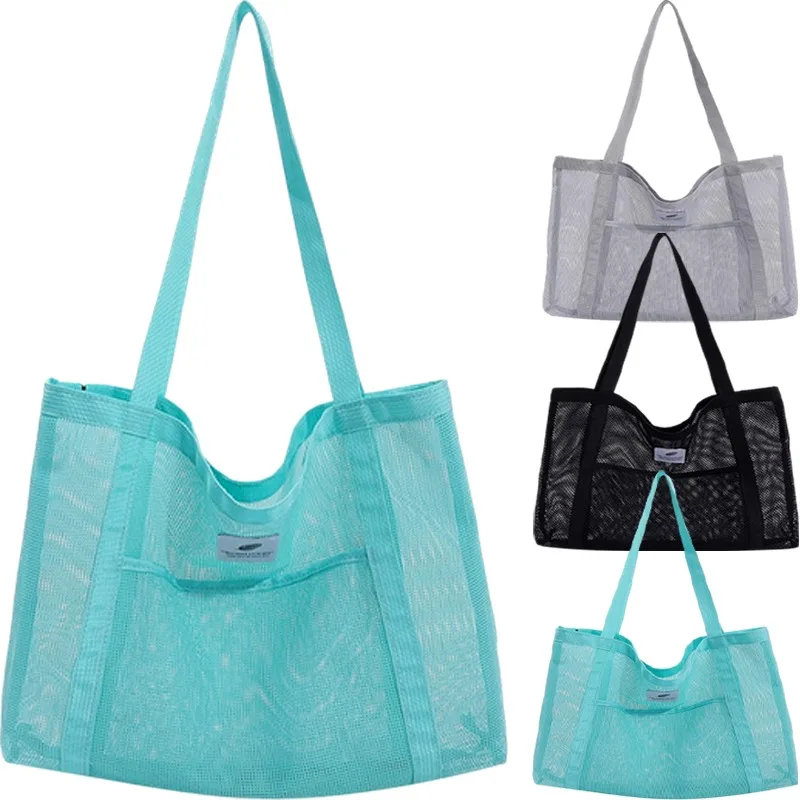 Transparente Mesh-Umhängetasche für Damen, modisch, tragbar, Einkaufen, Reisen, Strand, Mesh-Netz, Tragetasche, multifunktionale Handtaschen