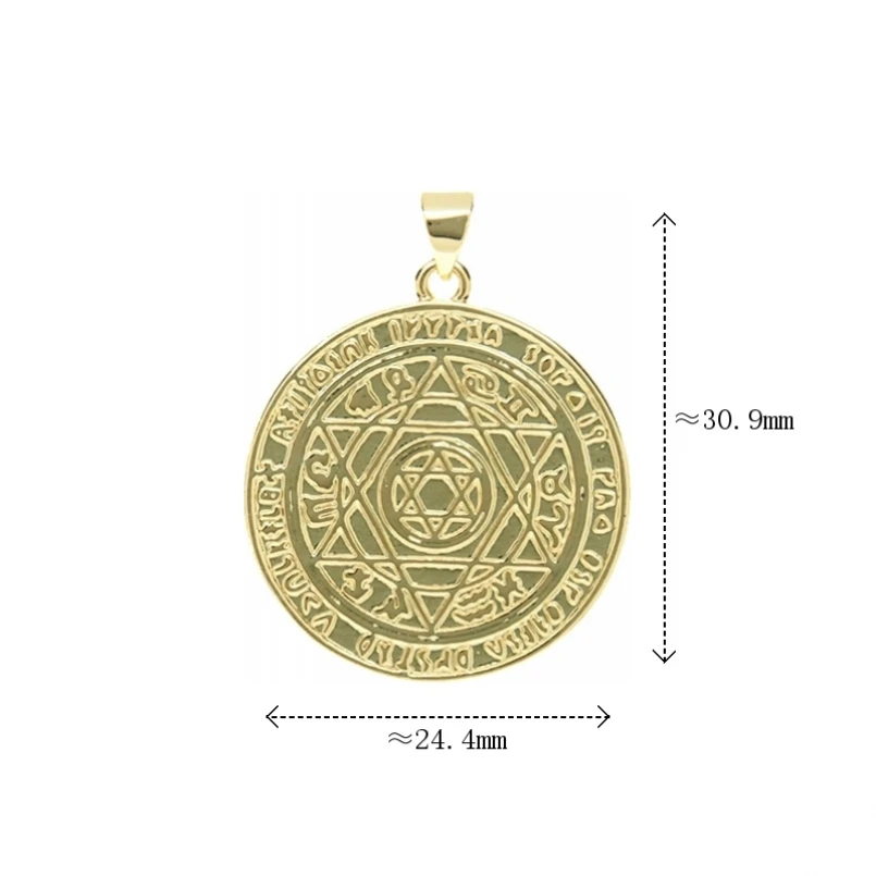 10Pcs Israeli Rune Hexagram Charms Round Star Of David Copper Pendant for DIY Wholesale Jewelry Special Gift