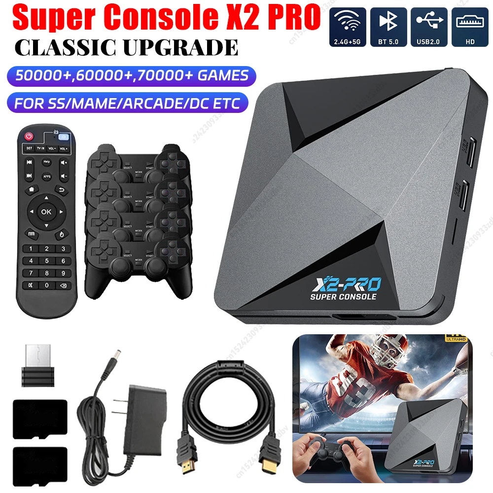 وحدة تحكم ألعاب فيديو ريترو سوبر كونسول X2 Pro مع 100000 + ألعاب لوحدة التحكم في الألعاب MAME/ARCADE/Sega Saturn/DC Retro 4K HD