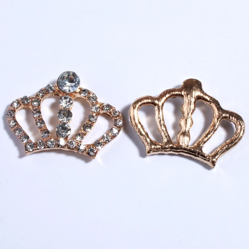 10 SZTUK 24 * 32 MM Vintage Fashion Crown Shape Rhinestone Buttons For Clothing Shoes Decoration Crystal Clear Button For Wedding