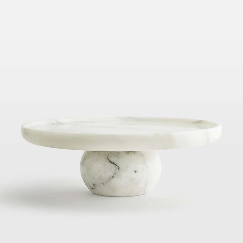 Marble tray, luxury jewelry display, cake rack, household dinner tray, natural stone storage rack, marble round tray.