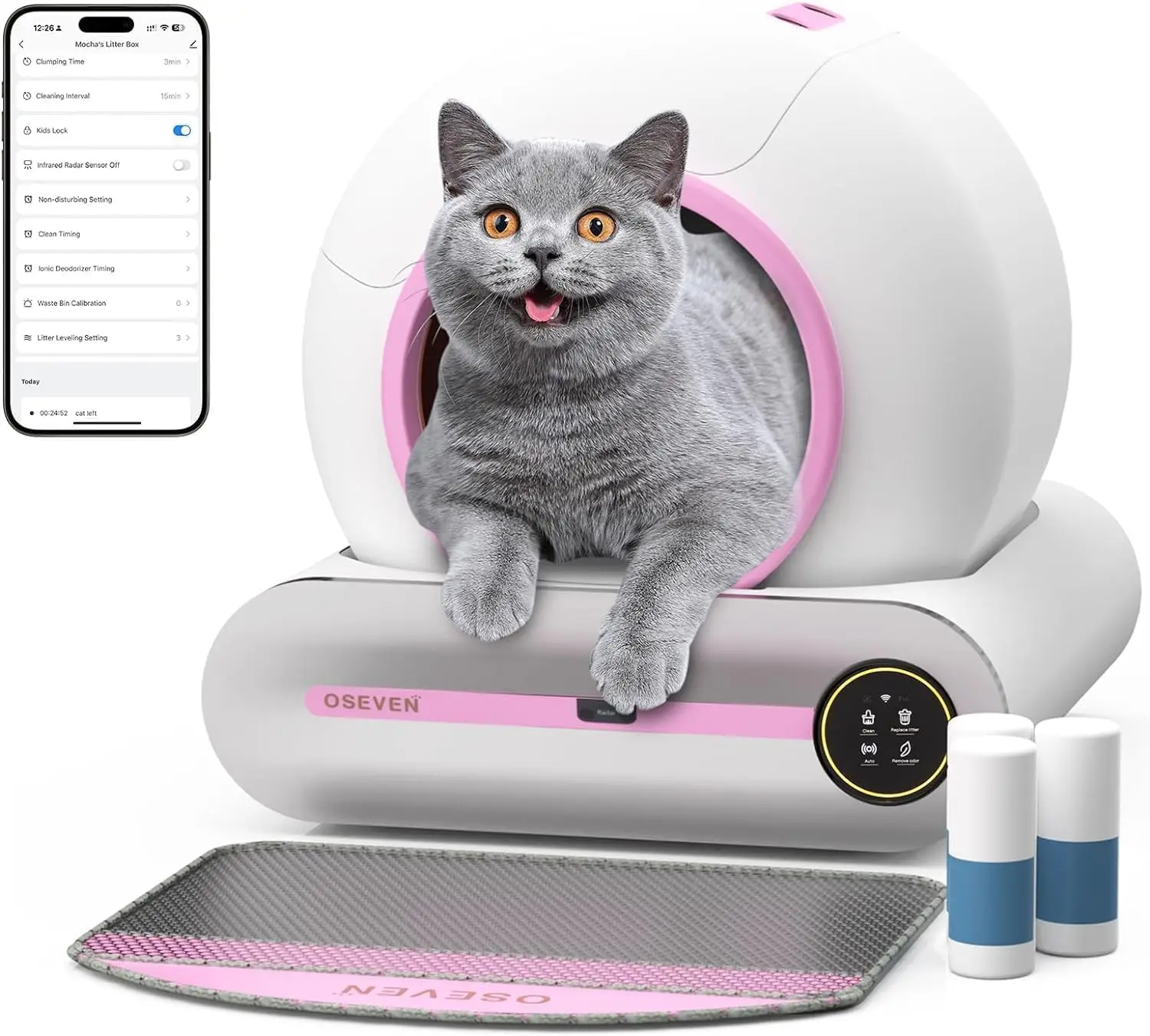 

APP Control- Weight Tracking&Health Monitoring, Automatic Litter Box with Odor