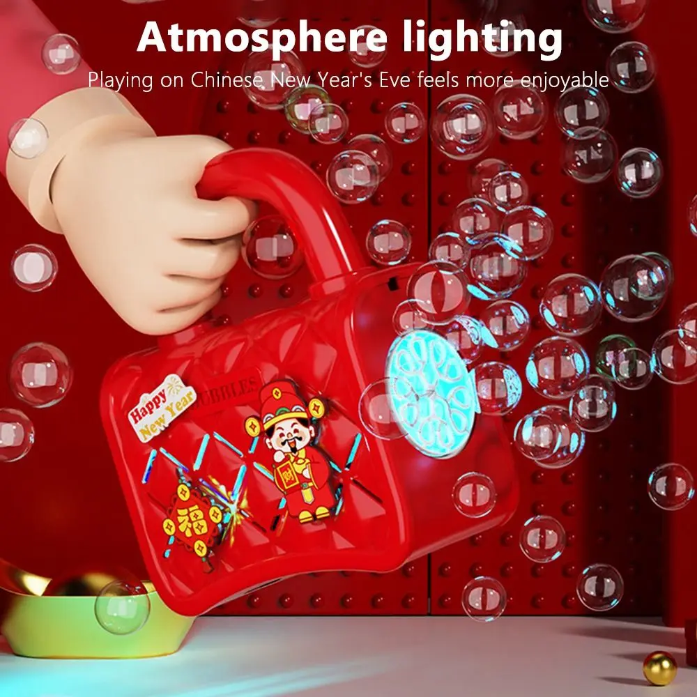 New Plastic Bubble Machine Flash Lights Sounds Electronic Firework Machine Red Bubble Blower Celebrate New Year