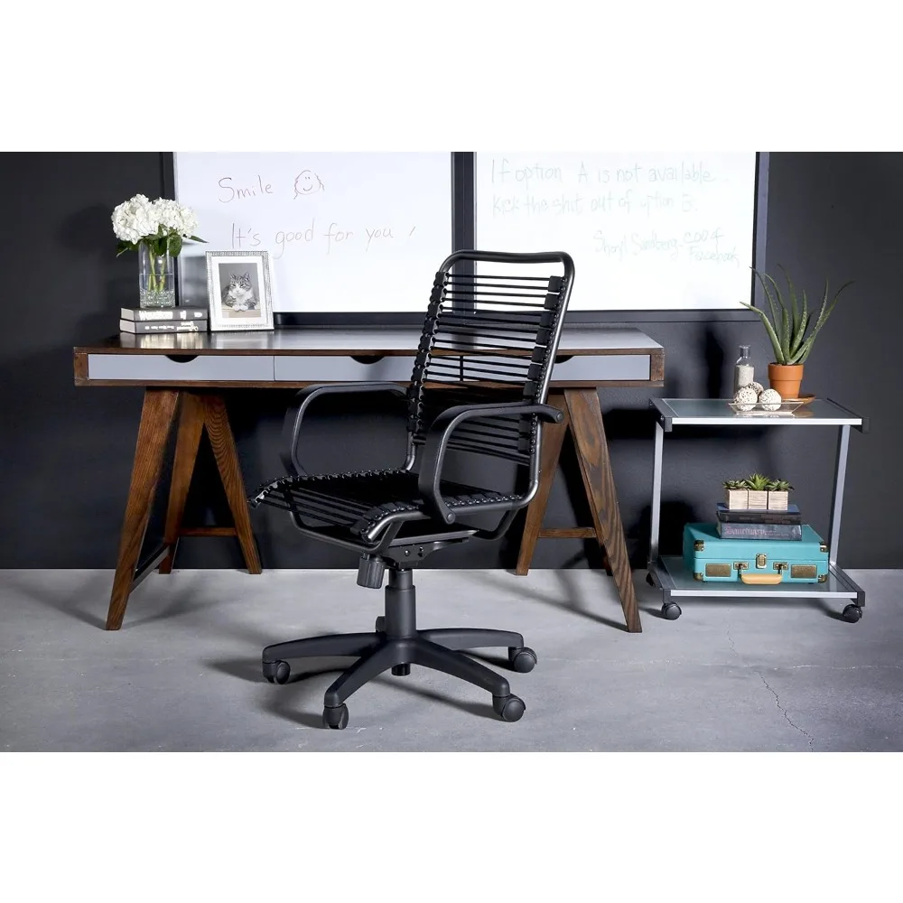 Bradley Bungie Office Chair, L: 27 W: 23 H: 37.5-43 SH: 17.5-23, Black