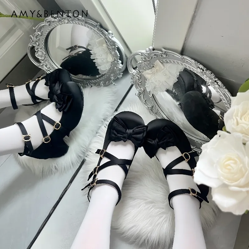 الأصلي لوليتا أحذية لوليتا أحذية عالية الكعب مزاجه أنيقة الساتان الباليه نمط الأميرة أحذية 5 سنتيمتر بلون تنوعا #6