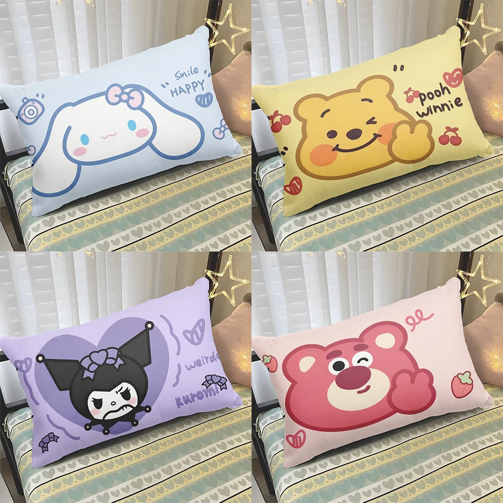 Cute cartoon Sanrio Cinnamon Dog Kuromi pillowcase Strawberry Bear Hello Cat bedside pillowcase room home decoration