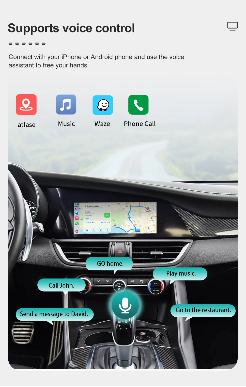 Kabelloses CarPlay für Alfa Romeo Stelvio & Giulia 2017-2019 mit Navigations-Decoder-Box, Navigationsfunktionen, BT und Android Auto – Detail 8