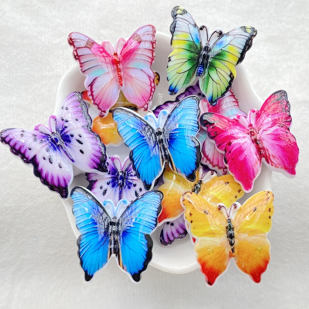 10Pcs Cute Cartoon Butterfly Flat Back Resin Scrapbooking DIY Jewelry Craft Decoration Accessorie