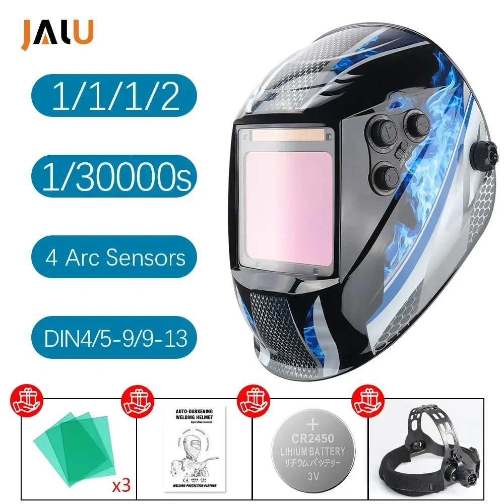 Auto Darkening Welding Mask Large View Big Windows 100x97mm DIN4-13 Optical 1112 4 Sensors Welding Helmet Welder Mask Ture Color