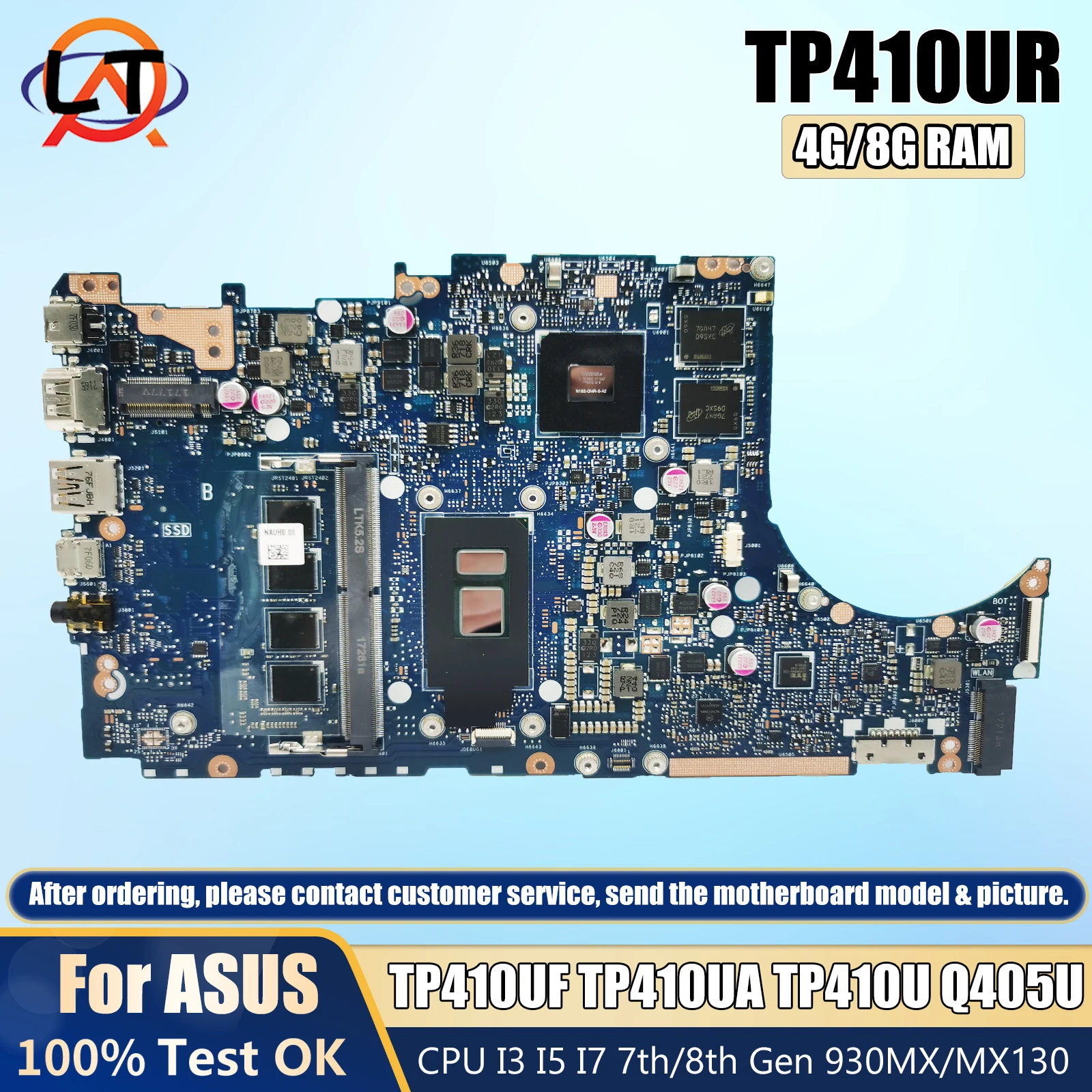 

TP410UR TP410UF ASUS Laptop Motherboard TP410UA TP410U Q405UA Q405U CPU I3 I5 I7 7th/8th Gen 4G/8G-RAM V2G 4gb/8gb DDR4