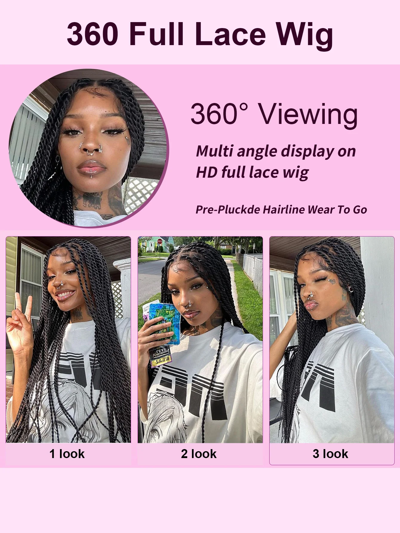 Senegalese Twists Synthetic Braided Wigs Long 40Inch Full Lace Wigs With Baby Hair Knotless Box Braiding Wigs For Black Women