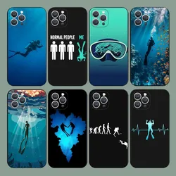 Scuba Diver Diving  Phone Case For iPhone 15,14,13,12,11,Plus,Pro Max,XS,X,XR,SE,Mini,8,7 Soft Silicone Black Cover