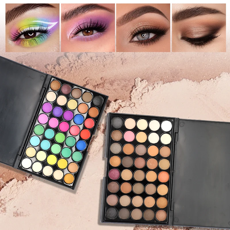 Paleta de sombras de ojos de 40 colores, mate y brillante, marrón desnudo, café, chocolate, fiesta de estudiantes, herramientas de maquillaje para escenario diario